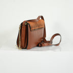 Chloe Faye Small Shoulder Bag in Tobacco Suede & Calfskin Leather