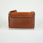 Chloe Faye Small Shoulder Bag in Tobacco Suede & Calfskin Leather