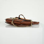 Chloe Faye Small Shoulder Bag in Tobacco Suede & Calfskin Leather