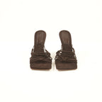 Bottega Veneta Brown Knotted Stretch Mues in a square open toe (36 1/2) (full set)