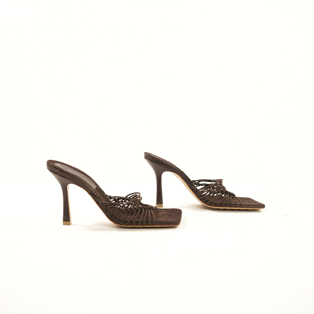 Bottega Veneta Brown Knotted Stretch Mues in a square open toe (36 1/2) (full set)