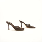 Bottega Veneta Brown Knotted Stretch Mues in a square open toe (36 1/2) (full set)