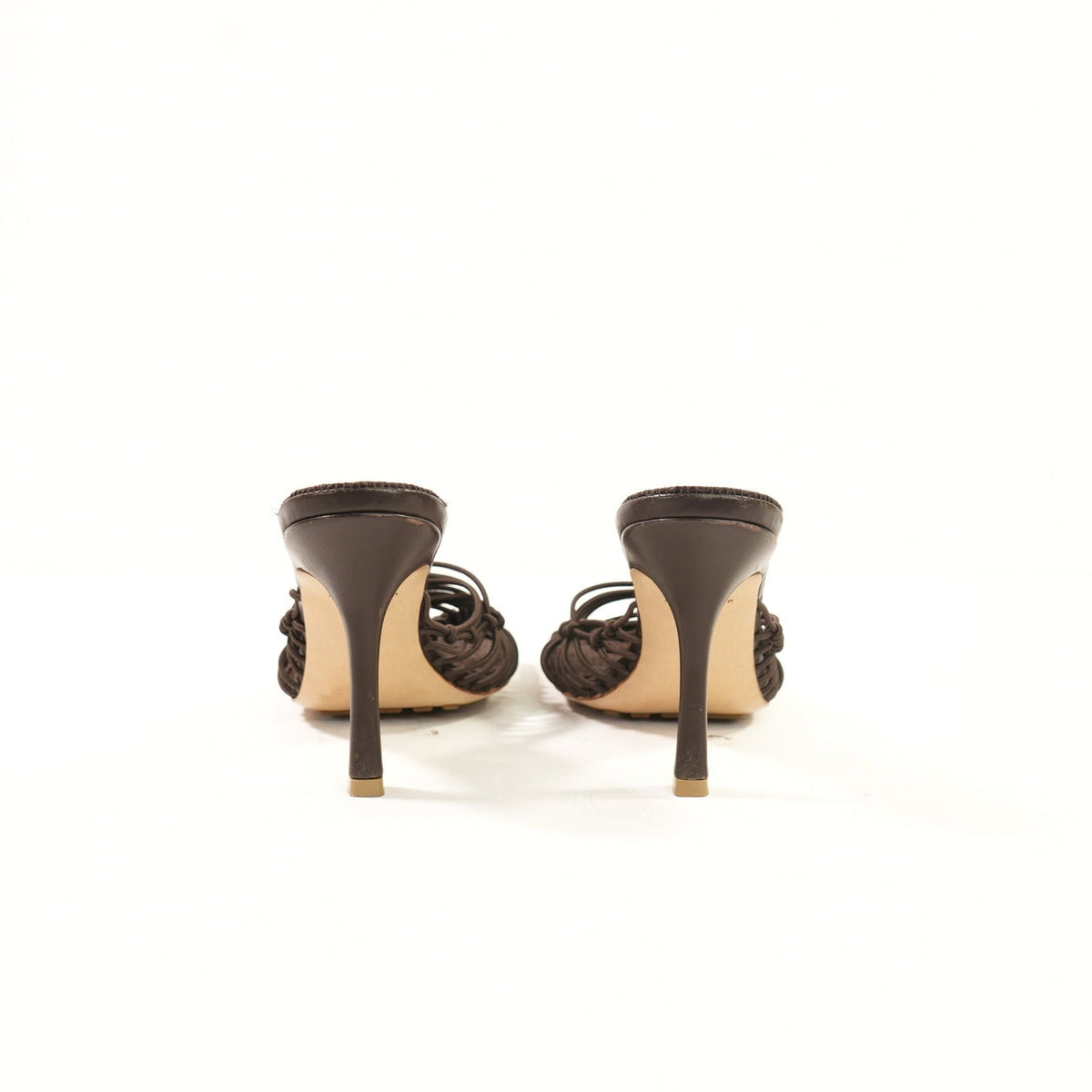 Bottega Veneta Brown Knotted Stretch Mues in a square open toe (36 1/2) (full set)