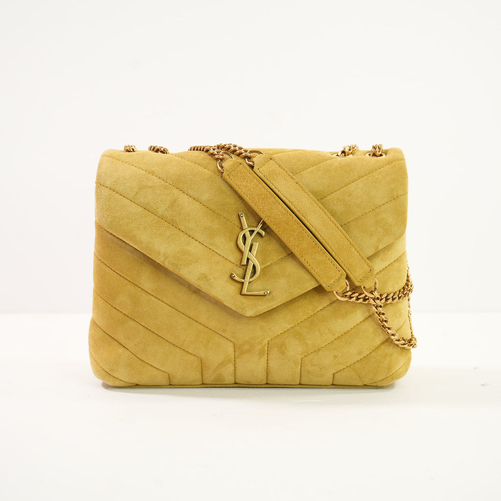 Saint Laurent Loulou Medium Shoulder Bag in Charteuse Gold Tone Hardware W./Dustbag