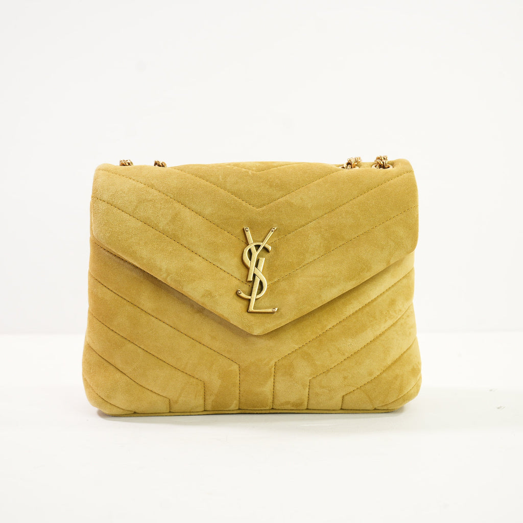 Saint Laurent Loulou Medium Shoulder Bag in Charteuse Gold Tone Hardware W./Dustbag