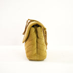 Saint Laurent Loulou Medium Shoulder Bag in Charteuse Gold Tone Hardware W./Dustbag