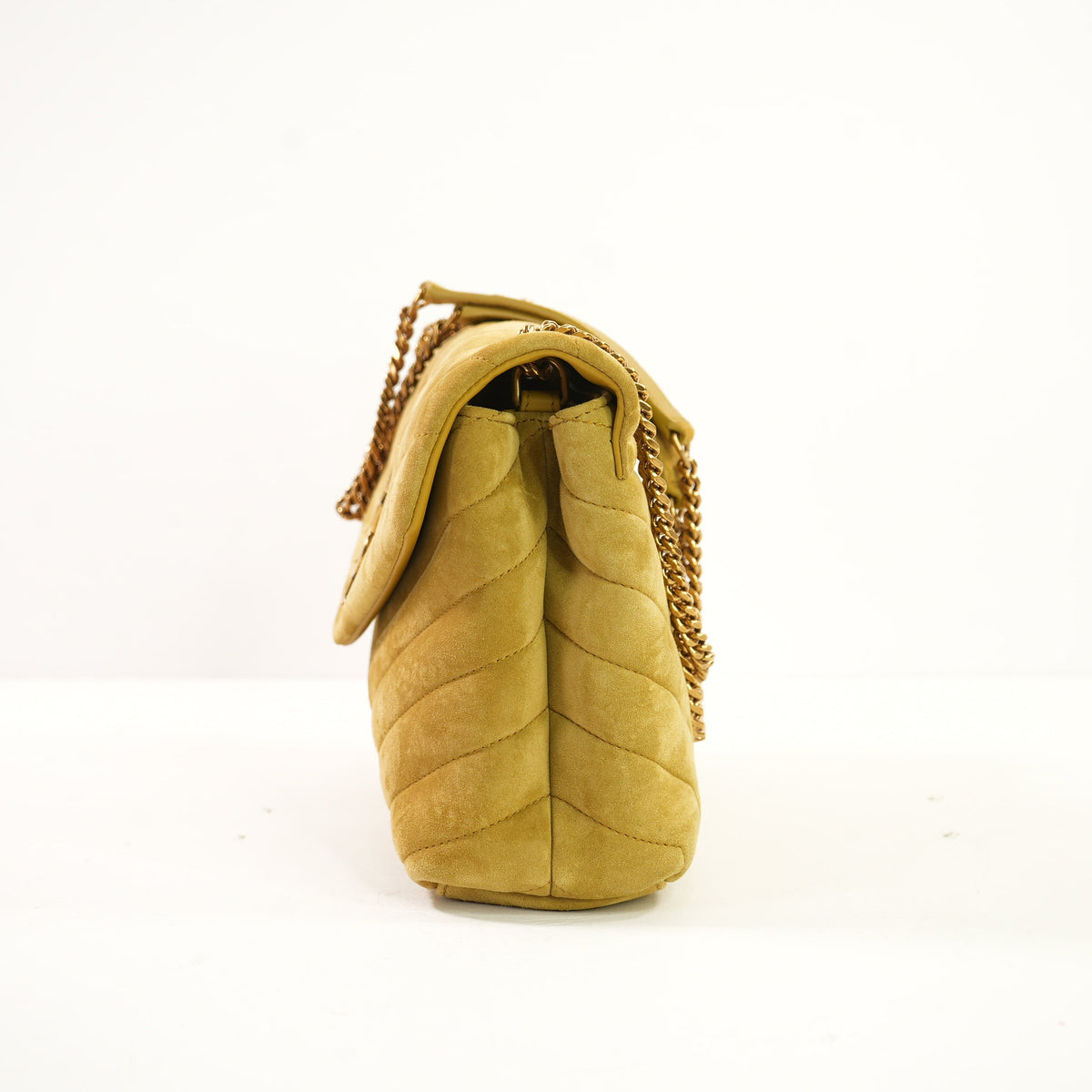Saint Laurent Loulou Medium Shoulder Bag in Charteuse Gold Tone Hardware W./Dustbag