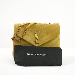 Saint Laurent Loulou Medium Shoulder Bag in Charteuse Gold Tone Hardware W./Dustbag