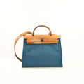 Hermes Toile Herbag Zip 31 Satchel Blue Canvas and Leather, Full Set