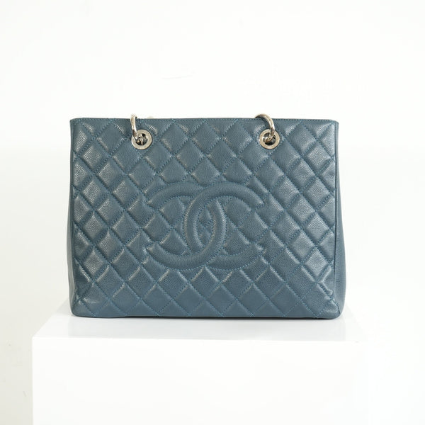 Chanel GST Navy Quilted Caviar Tote Bag
