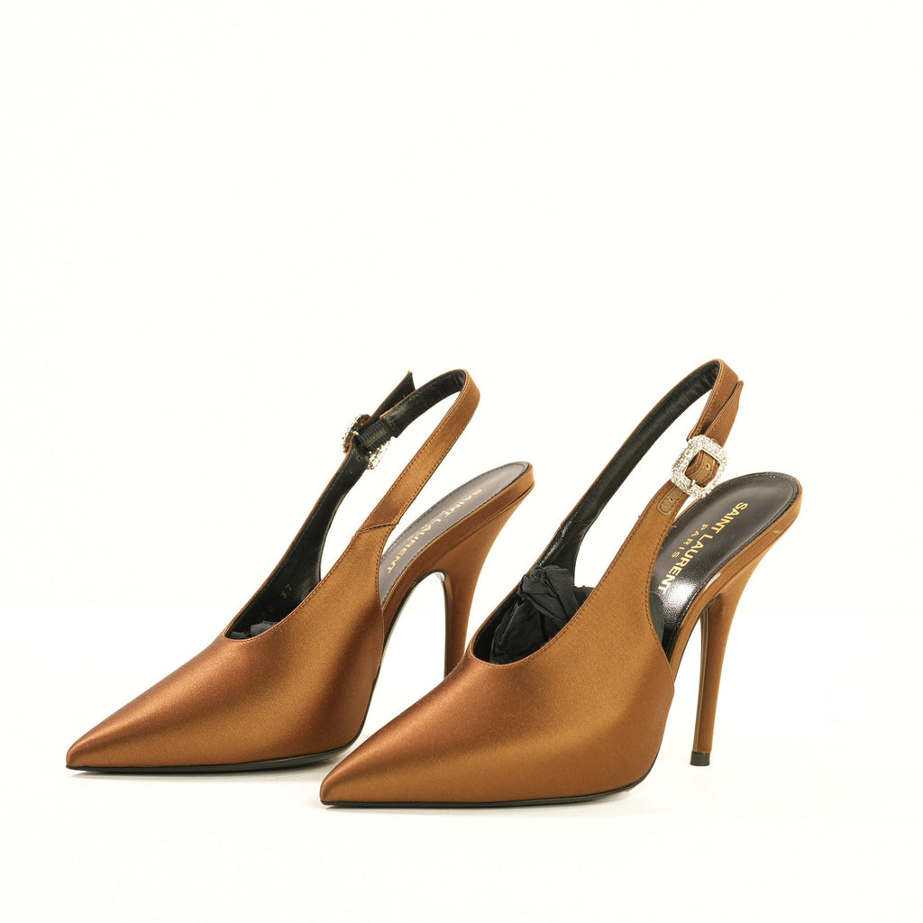 Saint Laurent Yasmeen Slingblack Pumps in metallic brown 37 Full set