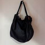 Ferragamo Black Leather Handbag W/ Bow