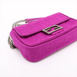 Fendi Zucca Mamma Baguette Fabric Suede Chain Shoulder Bag Purple 8BR793