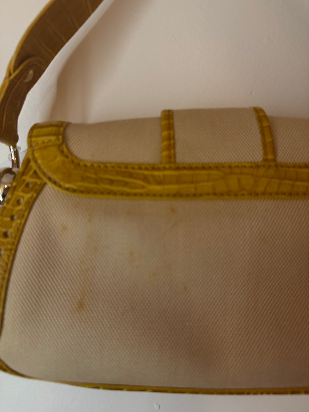 Celine Yellow Handbag W/ Buckle Clasp