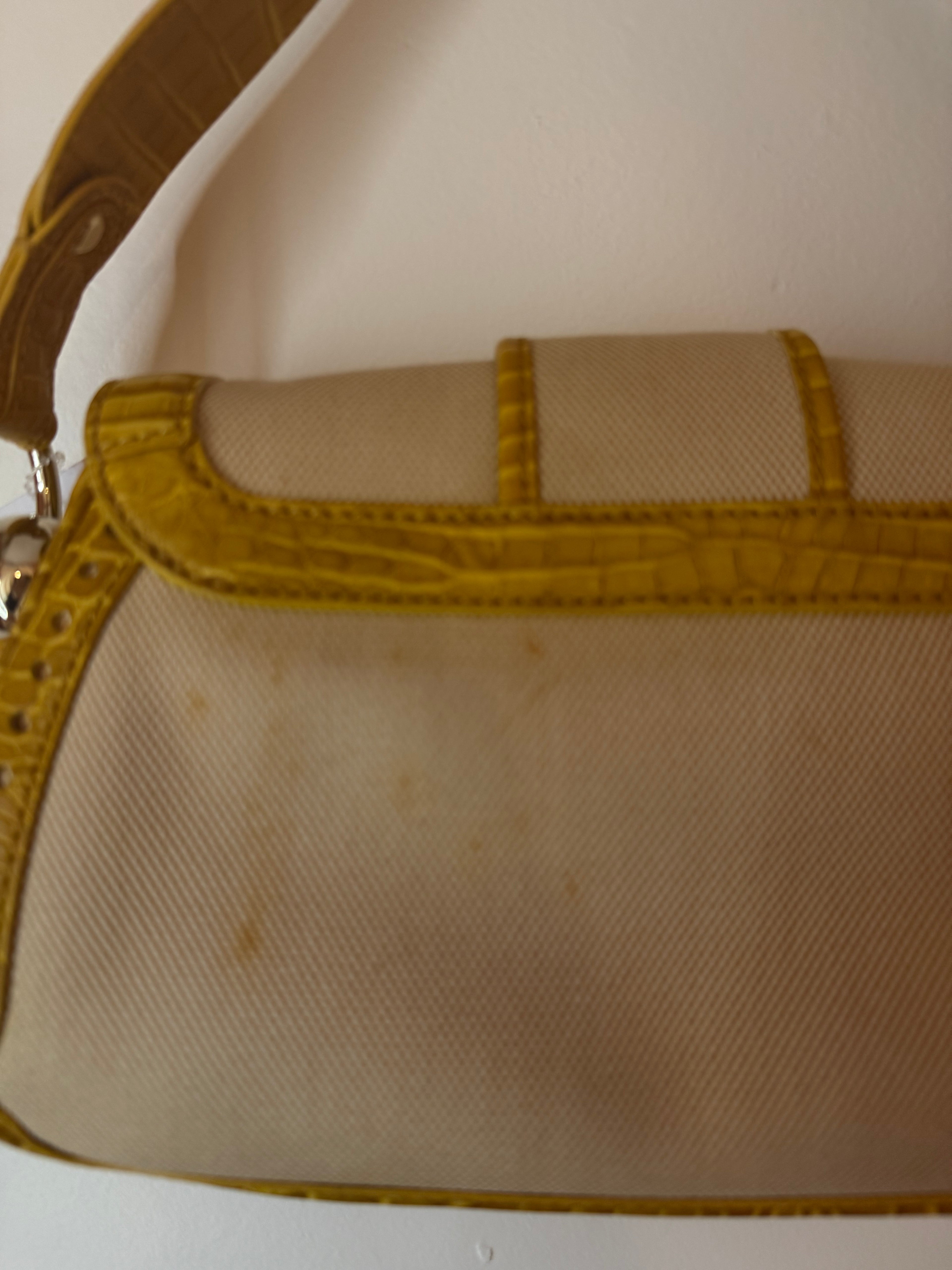 Celine Yellow Handbag W/ Buckle Clasp