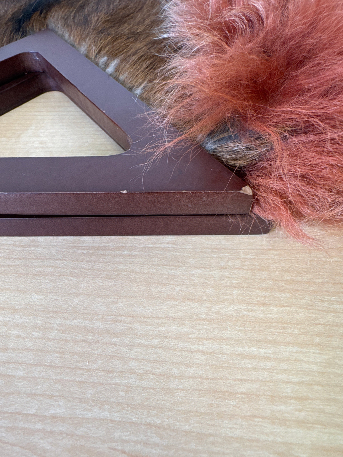 Japan Exclusive - Fendi Brown Rust Orange Fur Handbag Wooden Triangle Handle