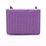 Bottega Veneta Intrecciato Leather Chain Shoulder Bag Purple Mirror Included