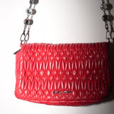 Miu Miu Red Lambskin Matelasse Shoulder Bag