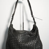 BOTTEGA VENETTA BLACK WOVEN HOBO BAG
