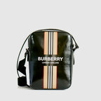Burberry Thornton logo-stripe coated-canvas cross-body bag in black