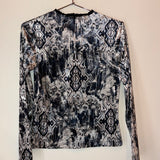 Vivienne Tam Velvet Black/Blue printed top