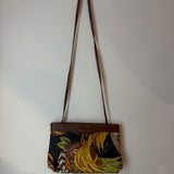 Ferragamo Brown Leather Floral Crossbody