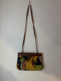 Ferragamo Brown Leather Floral Crossbody
