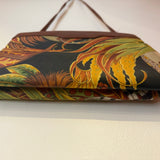 Ferragamo Brown Leather Floral Crossbody