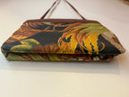 Ferragamo Brown Leather Floral Crossbody