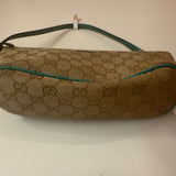 Gucci Tan Monogram Mini Bag W/ Teal Handle