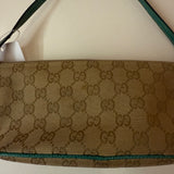 Gucci Tan Monogram Mini Bag W/ Teal Handle