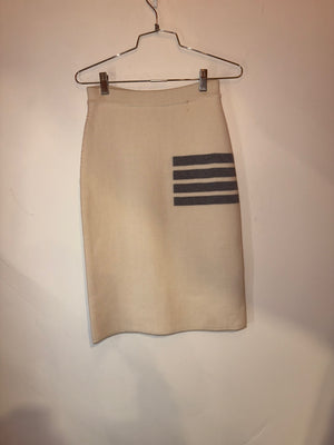 Thom Browne 4-bar Wool Blend Pencil Skirt Beige