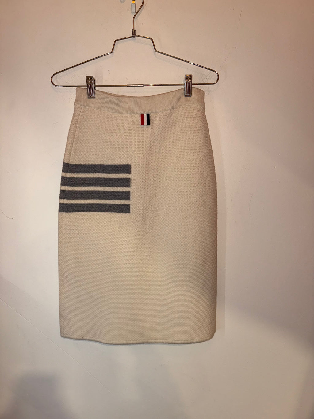 Thom Browne 4-bar Wool Blend Pencil Skirt Beige