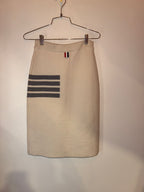 Thom Browne 4-bar Wool Blend Pencil Skirt Beige
