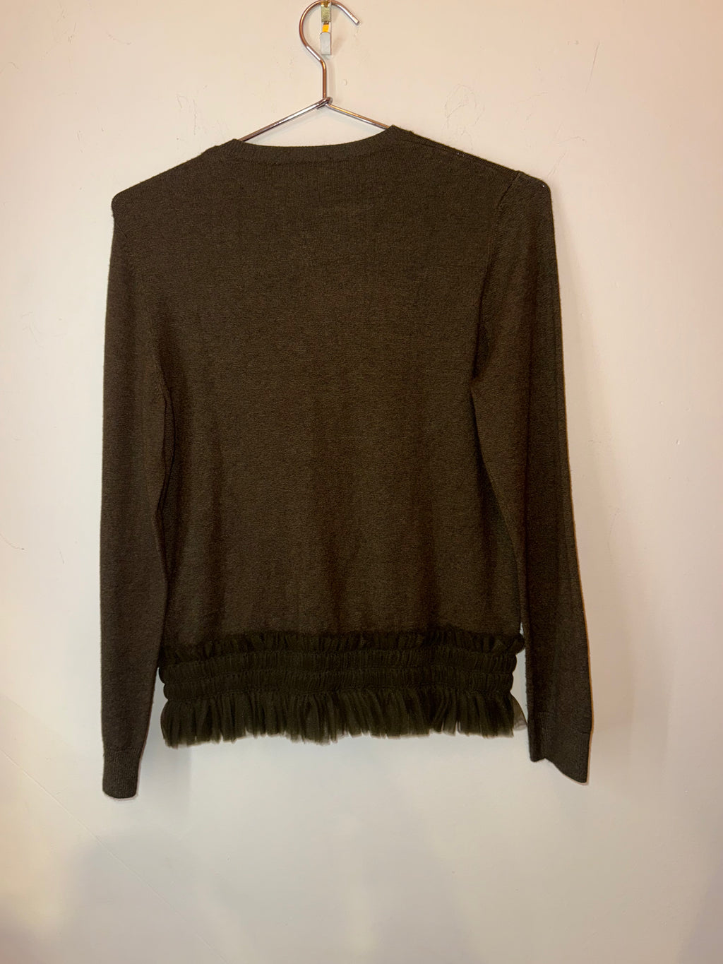 Yves Saint Laurent Brown Sweater With Ruffle at bottom