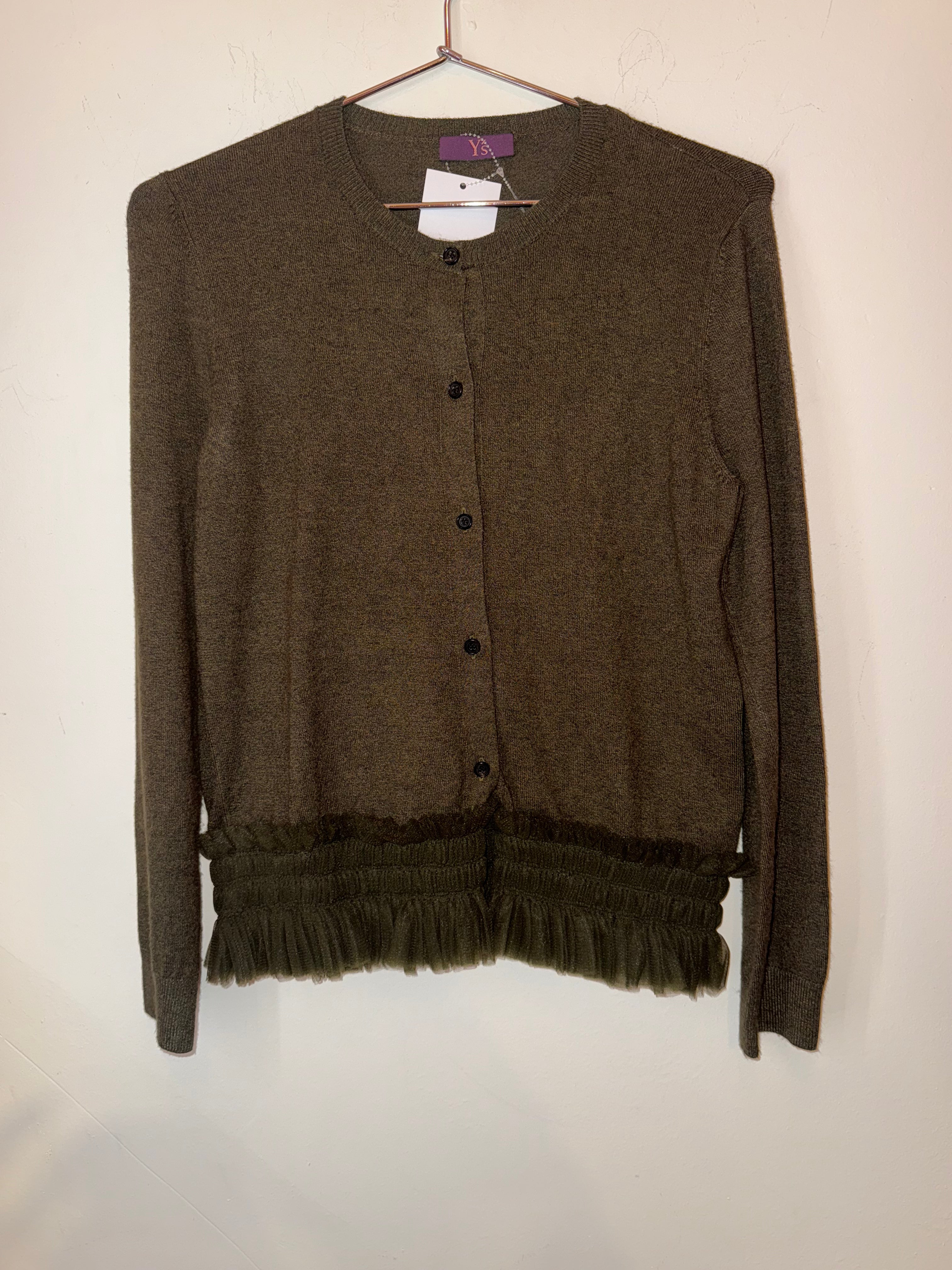 Yves Saint Laurent Brown Sweater With Ruffle at bottom
