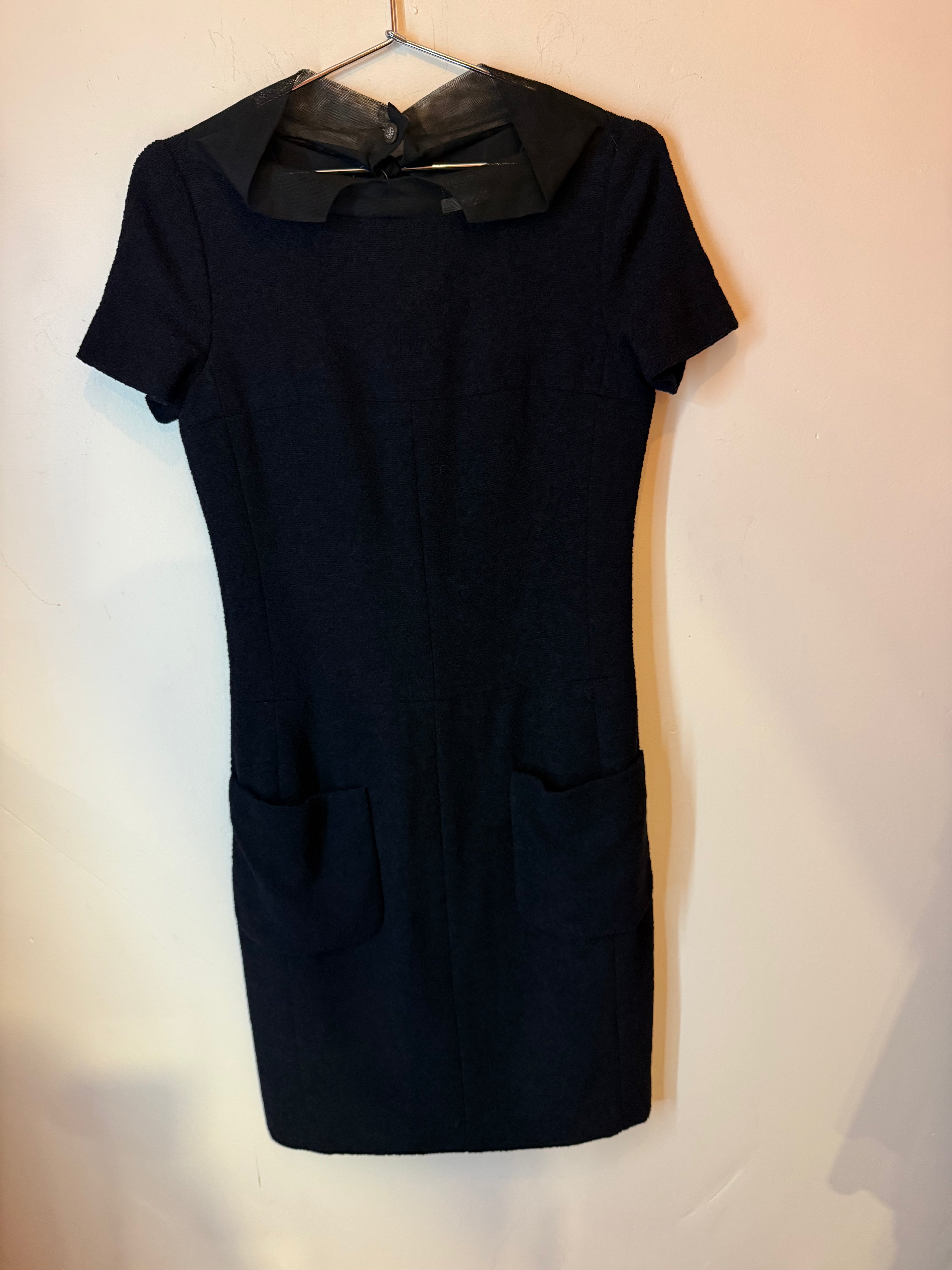 Vintage Chanel Black Wool Dress Size 38