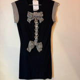 Chanel mini dress with bow detailing and black and white print