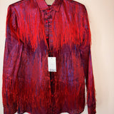 ÓRTTU red/blue fringe button down shirt
