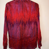 ÓRTTU red/blue fringe button down shirt