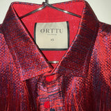 ÓRTTU red/blue fringe button down shirt