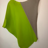 Issey Miyake Asymmetrical beige and neon green top