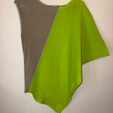 Issey Miyake Asymmetrical beige and neon green top