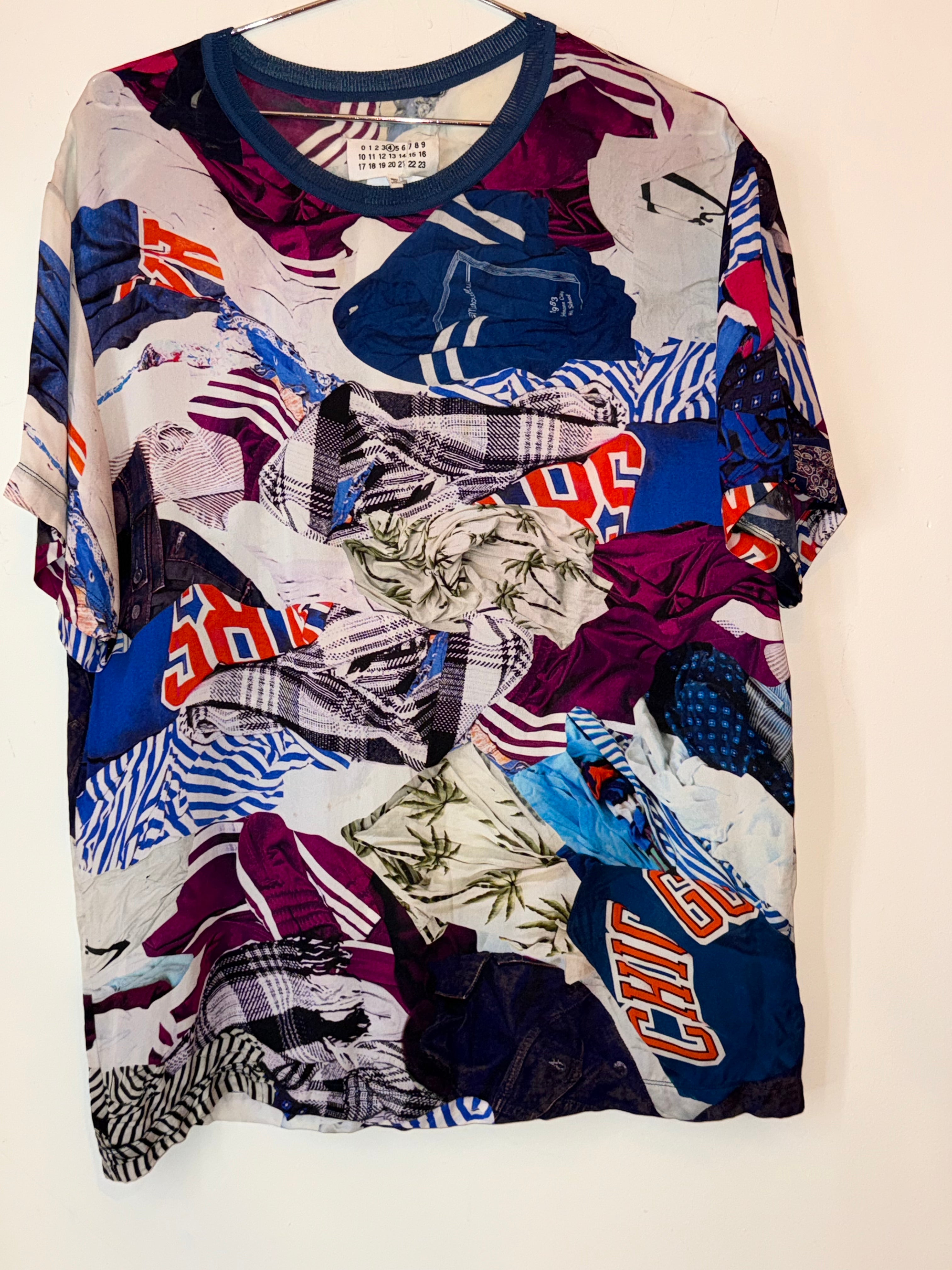 Maison Margiela season 17 laundry pile print tee shirt multicolor size 4