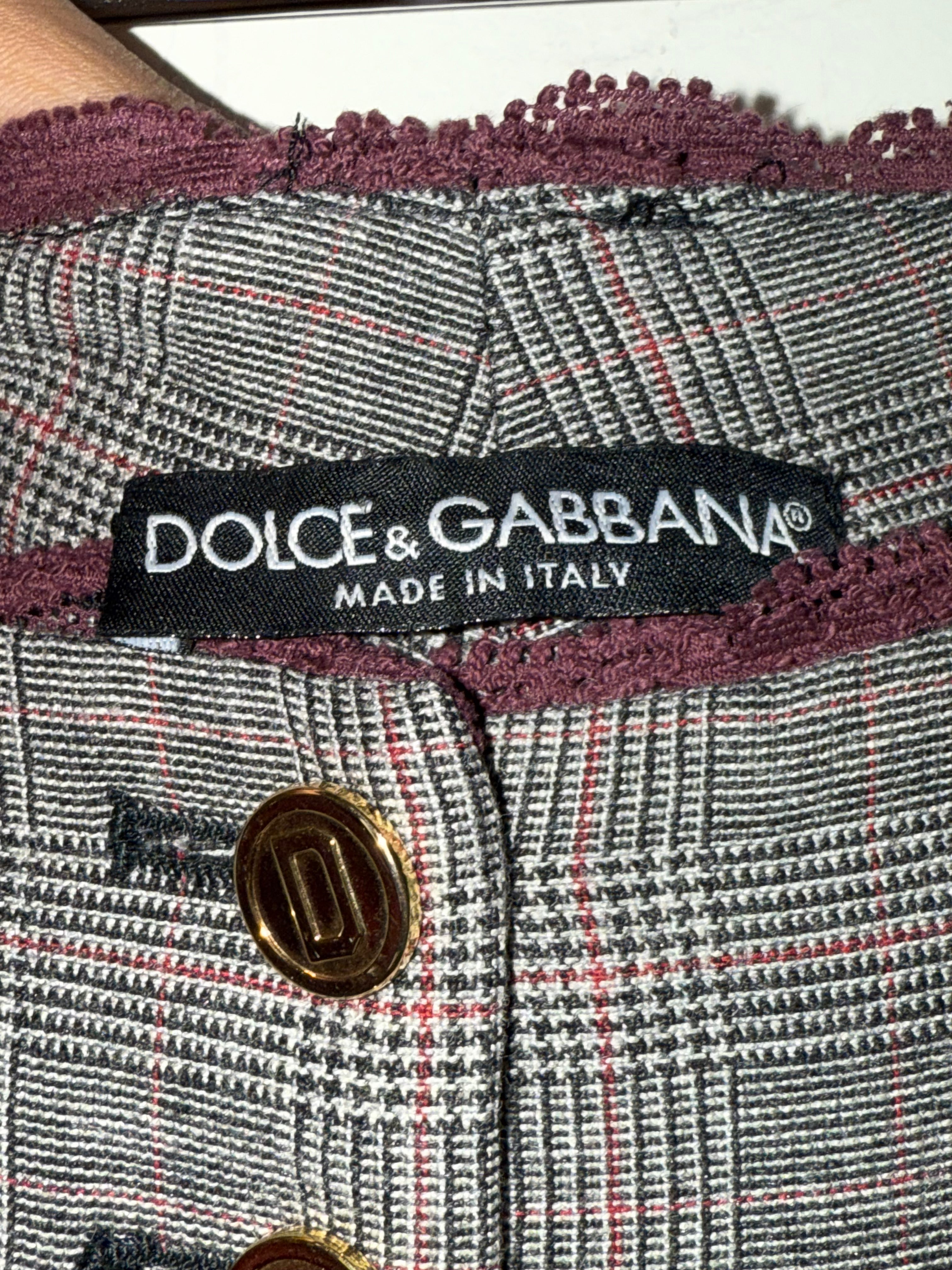 Dolce & Gabbana Grey Trousers with red lace trim Size 40