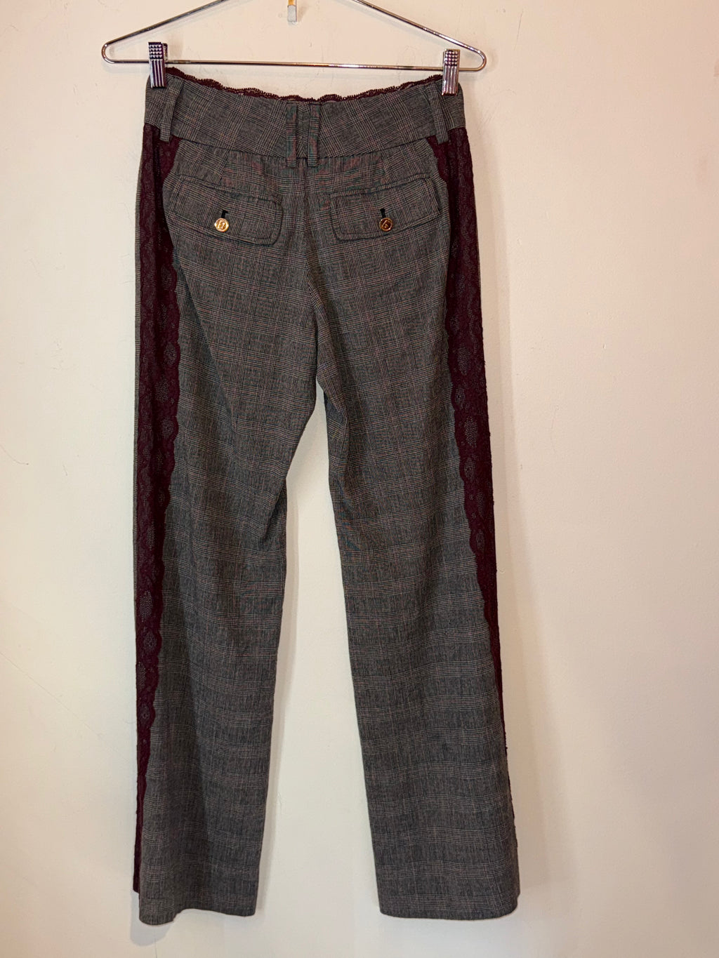 Dolce & Gabbana Grey Trousers with red lace trim Size 40