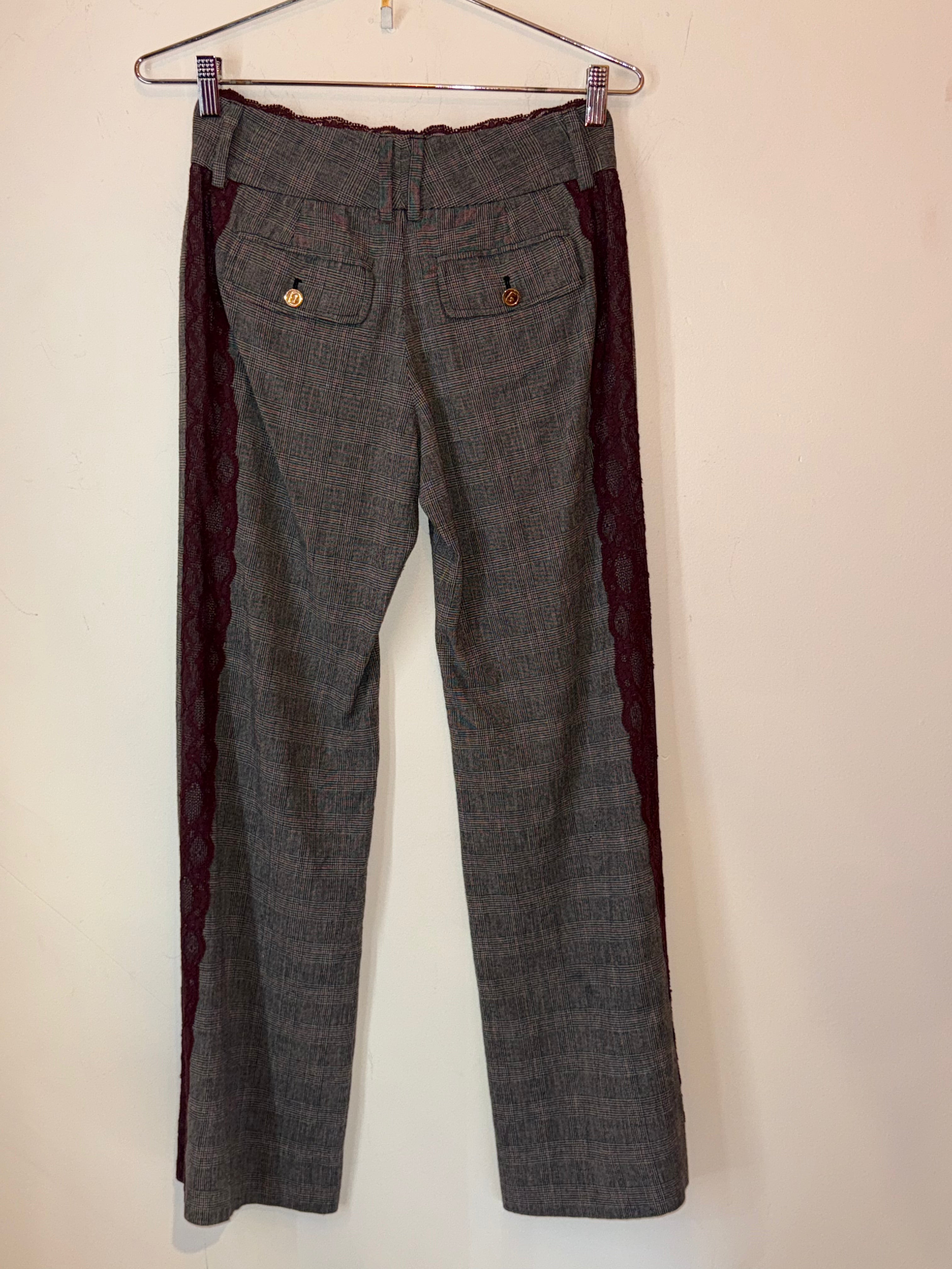 Dolce & Gabbana Grey Trousers with red lace trim Size 40