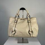 Miu Miu Leather Satchel – Creamy Tan with Silver Hardware