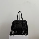 MIU MIU Fringe 2way Handbag Leather Black 142