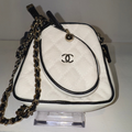 Chanel White Canvas Calfskin Tennis Racket Mini Bag